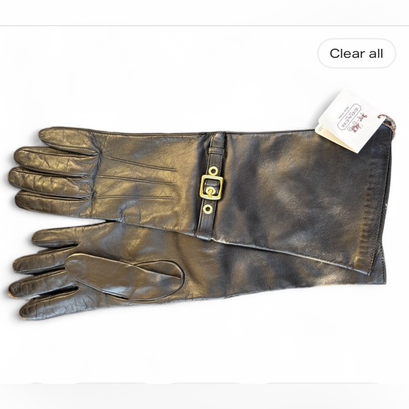 Coach Accessories - Coach Black Leather Gloves with Gold Buckle